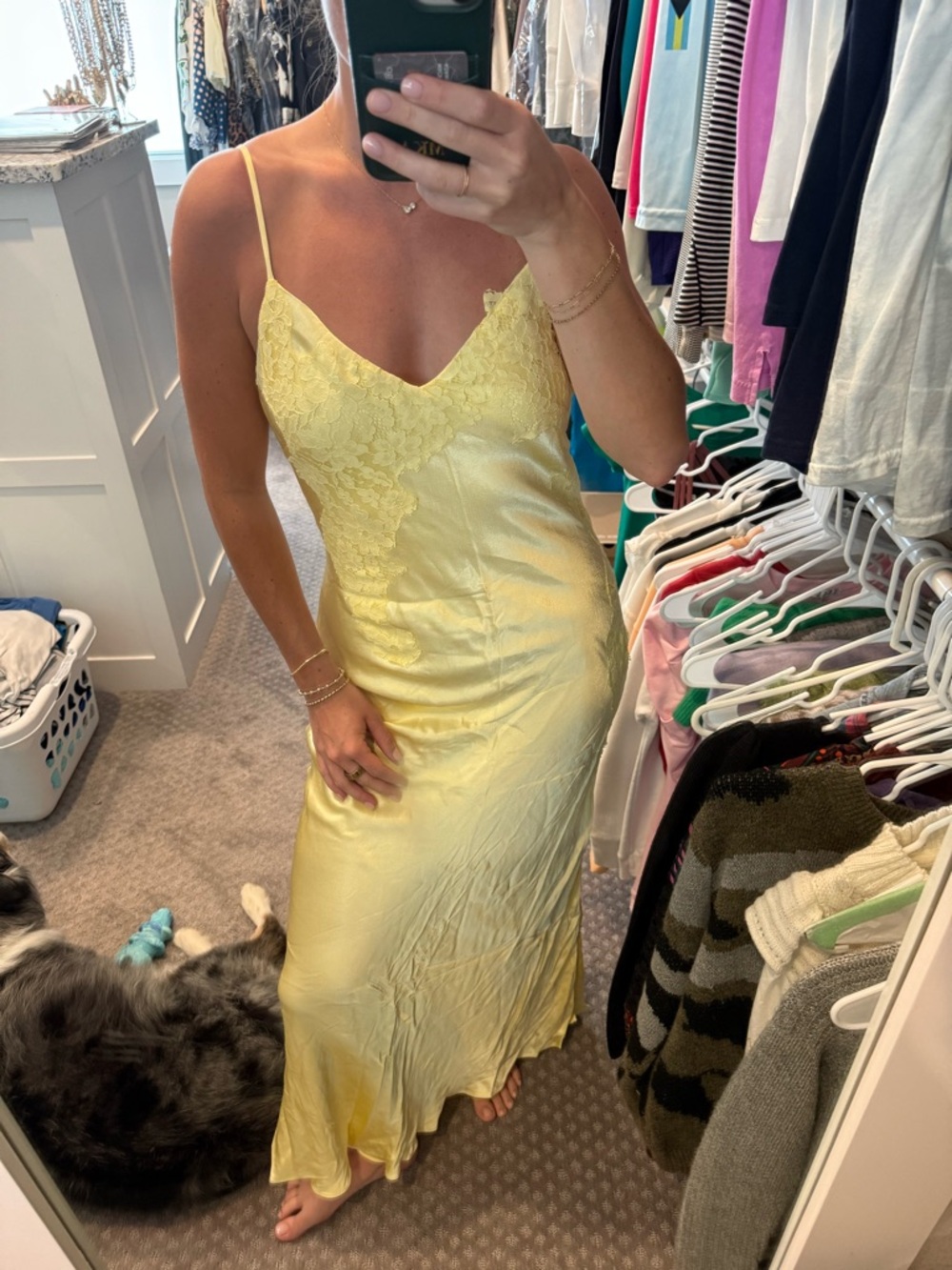 Bardot Avoco Lace Detail Slip Dress in Canary Yellow (Size Medium)